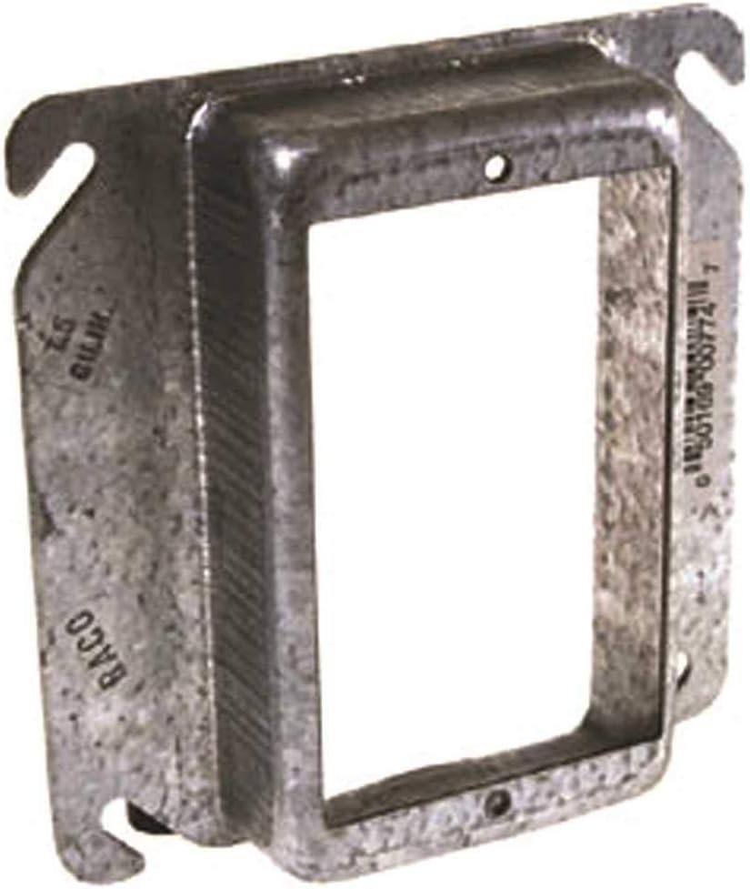 RACO 774 Raised 1-Inch Drawn Single Device Square Mud Ring, 4-Inch