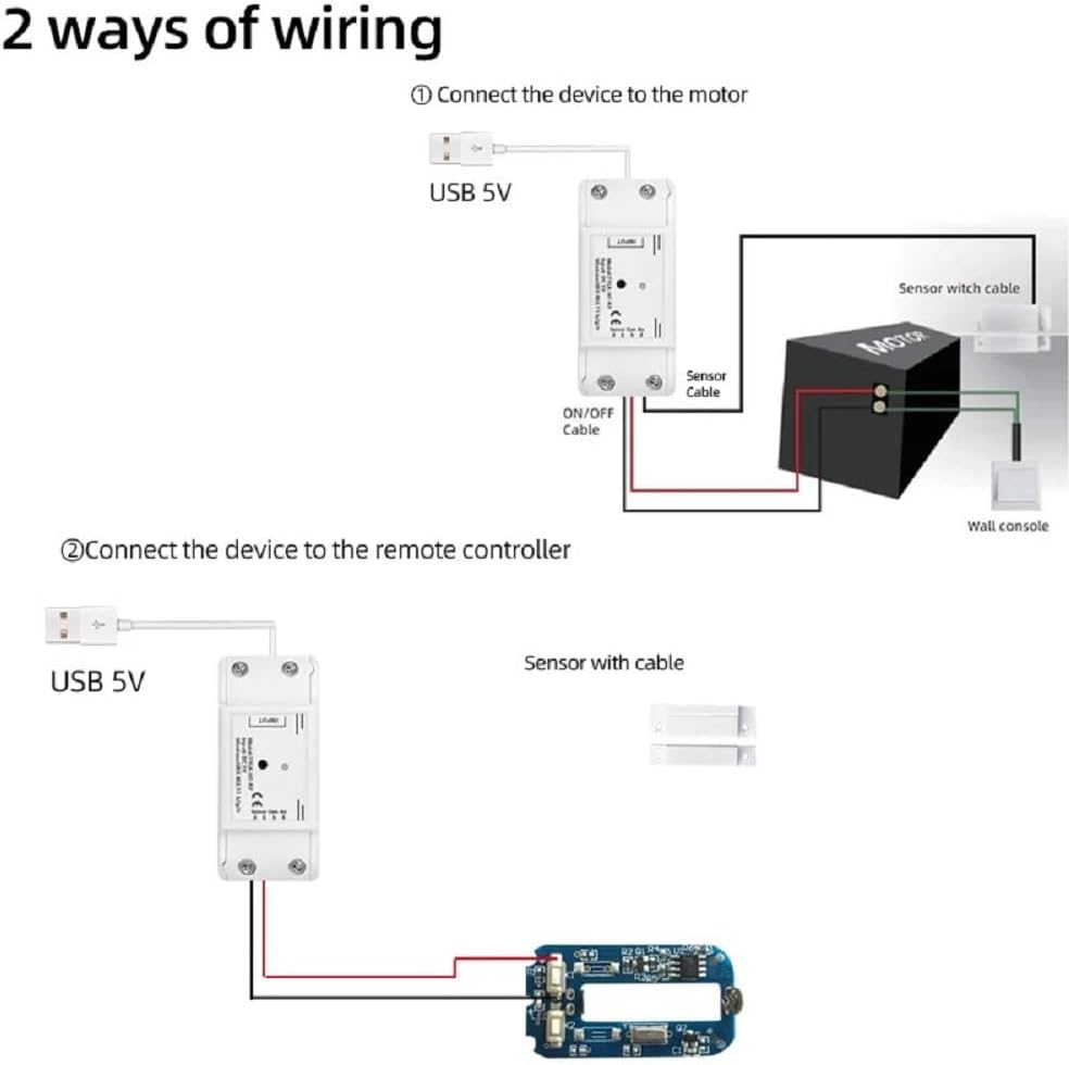 5V WiFi Smar Garage Door Opener Remote Controller,Monitor Garage Open Close Status by Phone Tuya app