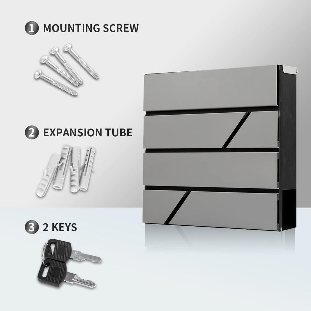 Mailbox Wall Mount,Large Capacity Locking Mailbox for Outside,Galvanized Steel Cover and Rust-Proof Metal Post Box