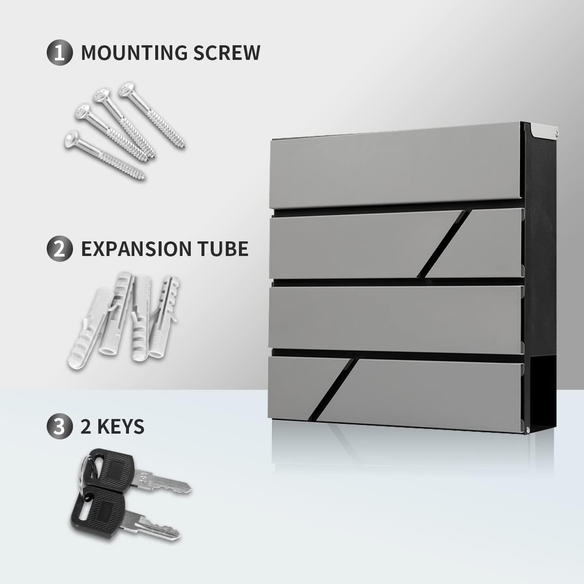 Mailbox Wall Mount,Large Capacity Locking Mailbox for Outside,Galvanized Steel Cover and Rust-Proof Metal Post Box