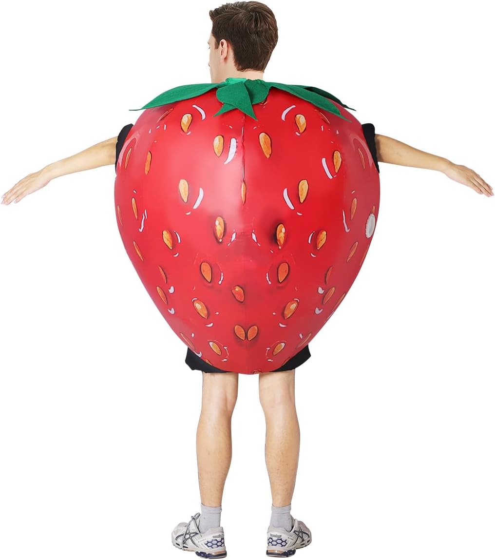 Inflatable Strawberry Costume for Adult Halloween Costume Women Man Funny Blow up Costume for Halloween Party Cosplay