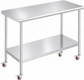 Stainless Steel Prep Table 30 x 48 Inches with Casters