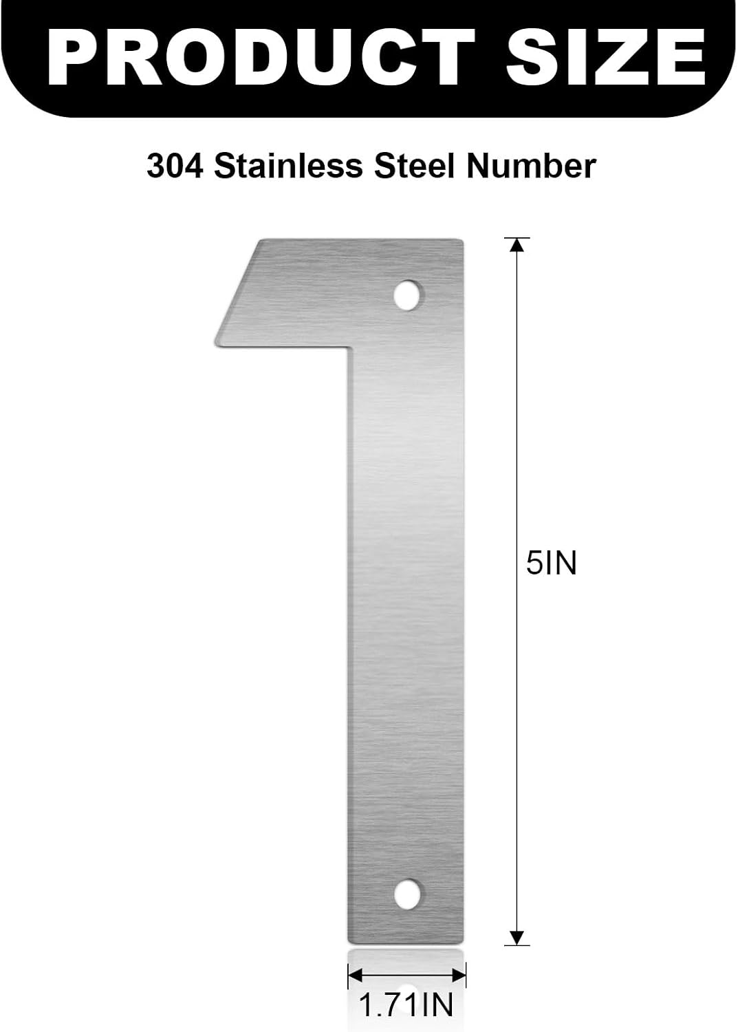 5 Inch Floating House Numbers and Metal Letters for Outdoor Signs, Modern 304 Stainless Steel Silver Address Numbers