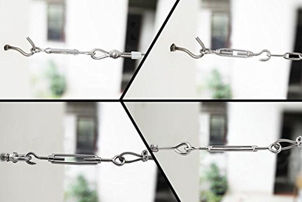 6Pcs M5 Hook & Eye Turnbuckle Wire Rope Tensioner Stainless Steel 304