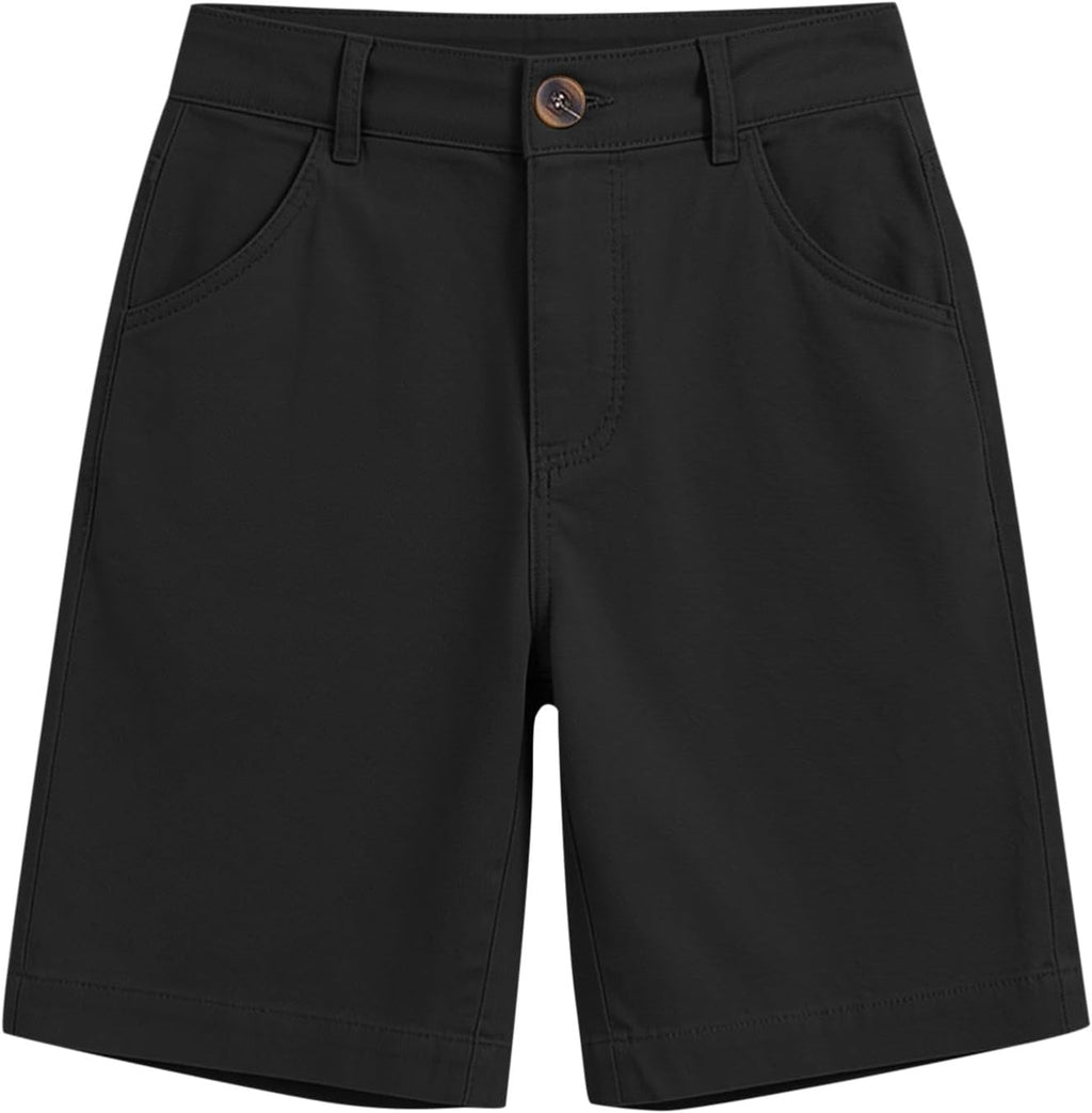 Uniform Shorts for Girls Stretch Twill Pull On School Uniform Bermuda Shorts with Pockets Teens Junior Clothes 5-16Years