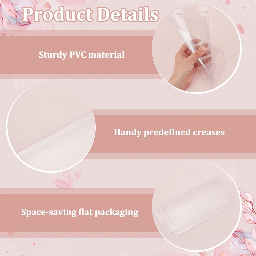 30PCS 7x4x0.7 Transparent PVC Box Candy Treat Box Party Favor Boxes Rectangle Gift Wrapping Boxes for Wedding Party