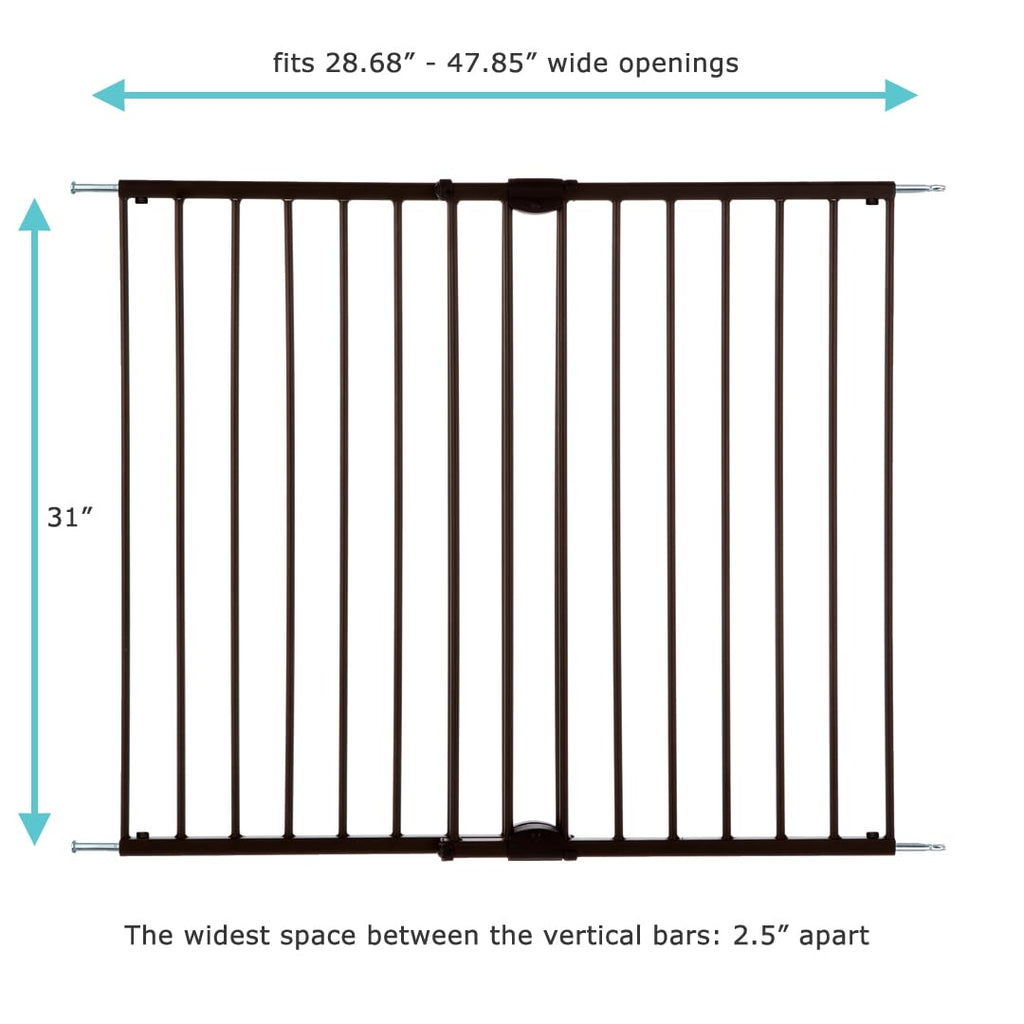 Easy Swing & Lock Baby Gate Series 2: Hardware Mounted Metal Safety for Stairs & Doorways - Adjustable 28.68 to 47.85