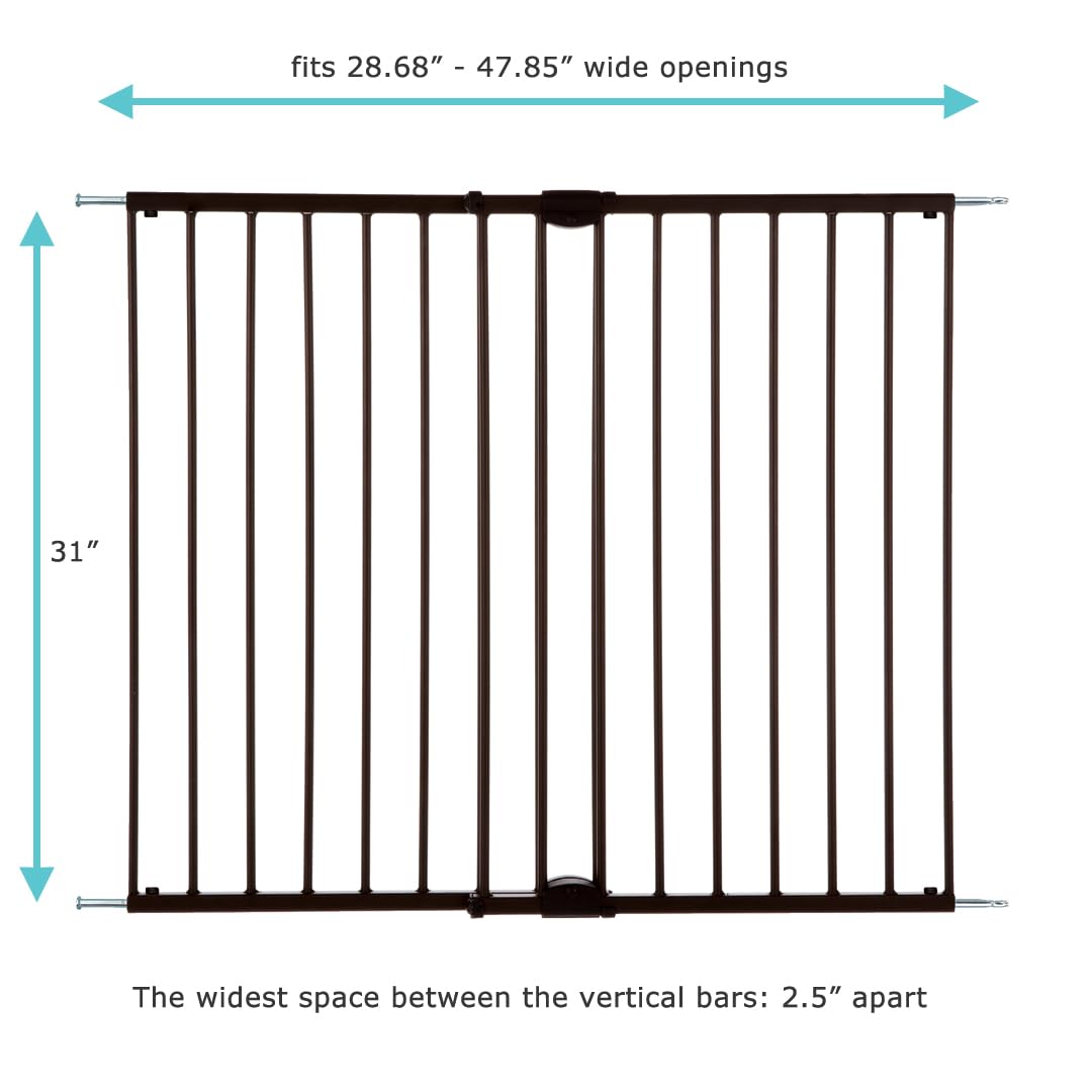 Easy Swing & Lock Baby Gate Series 2: Hardware Mounted Metal Safety for Stairs & Doorways - Adjustable 28.68 to 47.85