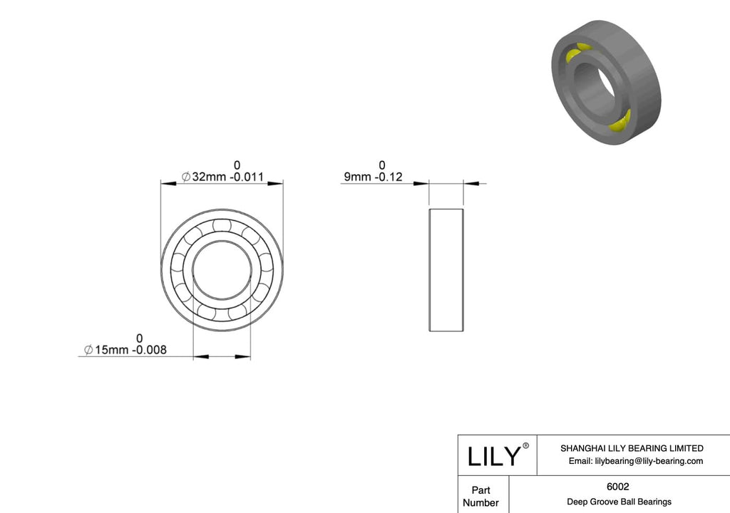 LILY 6002-2RS Ball Bearings 15x32x9mm, 10 Pack