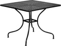 35.5" Square Patio Table with Umbrella Hole, Black
