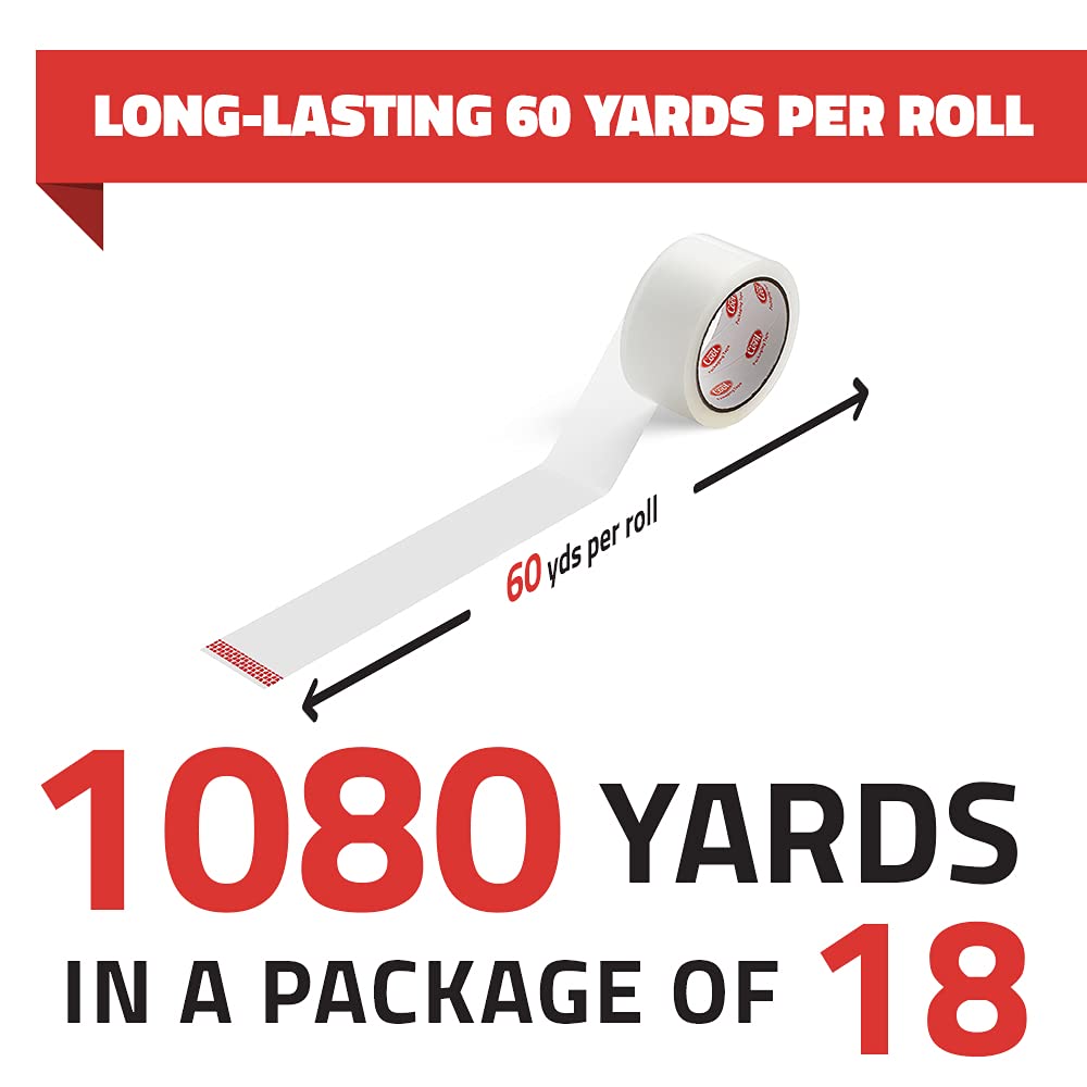 Clear Packing Tape 18 Rolls Heavy Duty 1.88 inch x 60 Yards