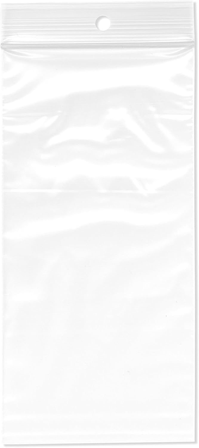 3 x 6 inch, 2 Mil Hang-Hole Zipper Reclosable Bags (Pack of 200)