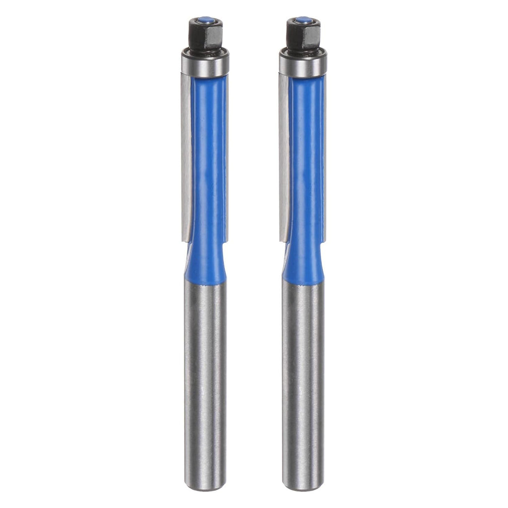 2pcs Flush Trim Router Bit 1/4" Shank 1/4" Dia 1" Cutting Depth Top Bearing Flush Straight Cut Trimming Router Bits