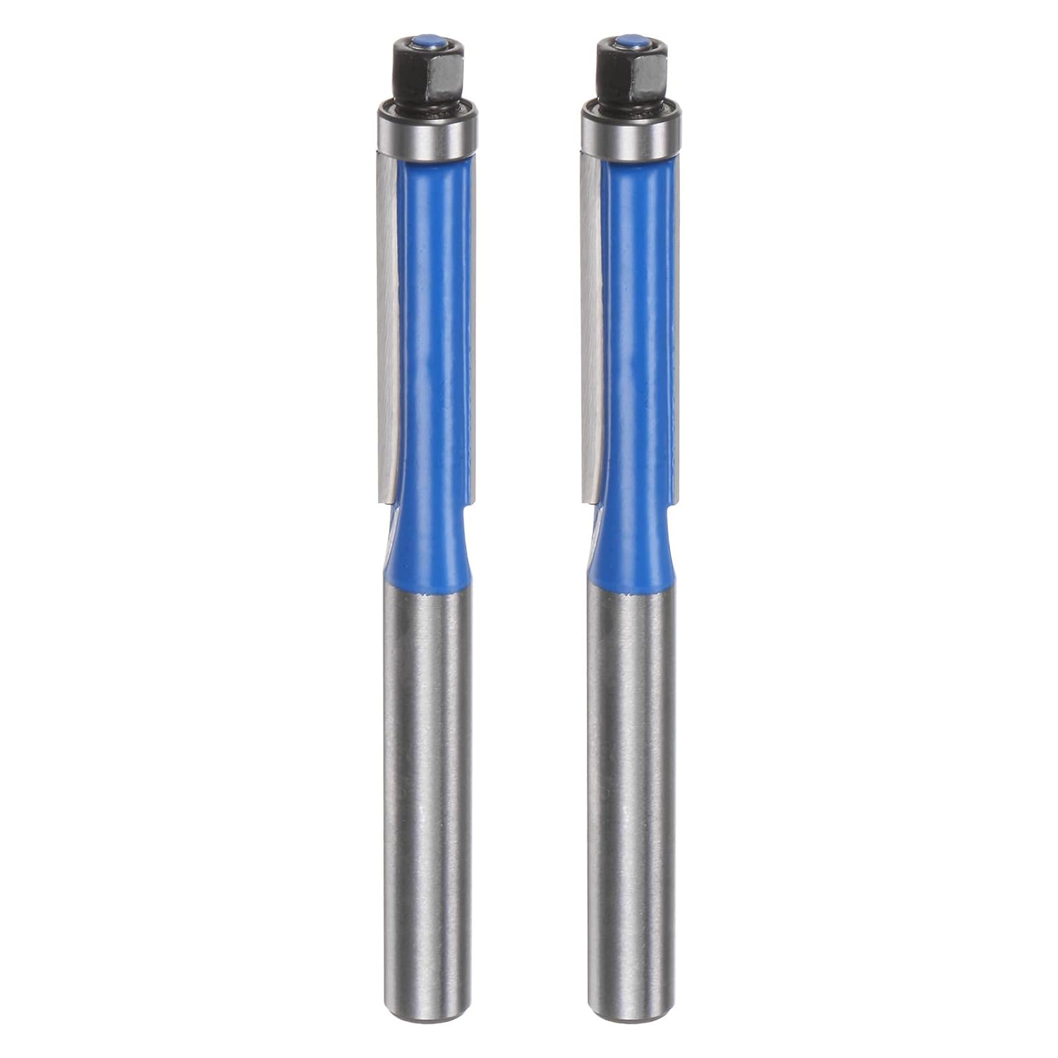 2pcs Flush Trim Router Bit 1/4" Shank 1/4" Dia 1" Cutting Depth Top Bearing Flush Straight Cut Trimming Router Bits