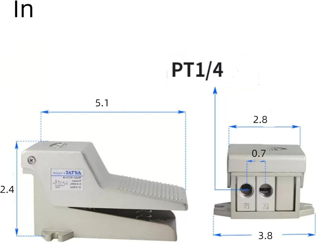 Foot pedal valve 3/2 way AirTac 3F210-08 1/4 PT Pneumatic Air Acting Type Controlled By Foot Normally Closed Switch Rubber Anti-slip 2 Position 3 Way