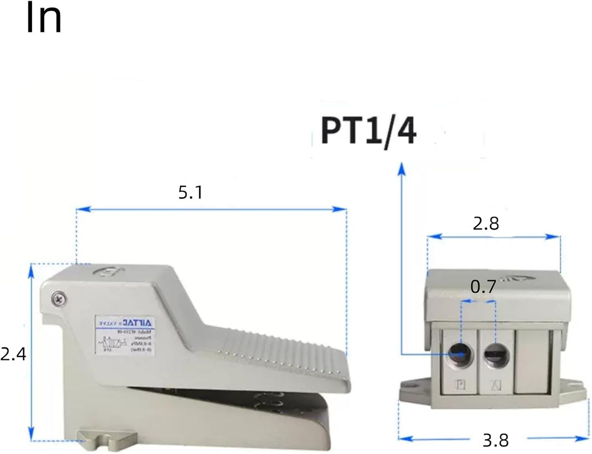 Foot pedal valve 3/2 way AirTac 3F210-08 1/4 PT Pneumatic Air Acting Type Controlled By Foot Normally Closed Switch Rubber Anti-slip 2 Position 3 Way