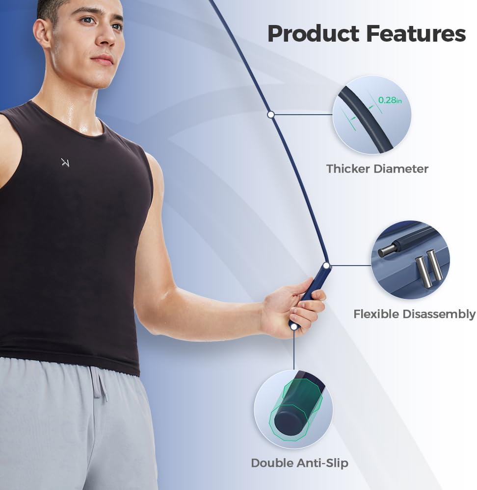 2-in-1 Weighted Jump Rope for Fitness, Cordless Ropeless Skipping Rope with 65mm Weighted Balls & Adjustable 3M Rope