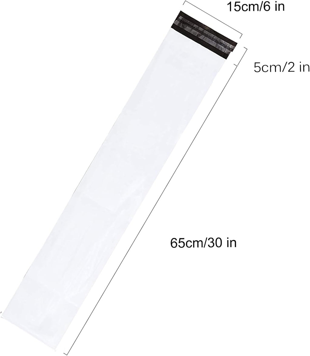 Poly Mailers Long Shipping Bags 6x25 Inch 50 Pack Envelopes Bag for Unique Items Storage Packaging, White Self