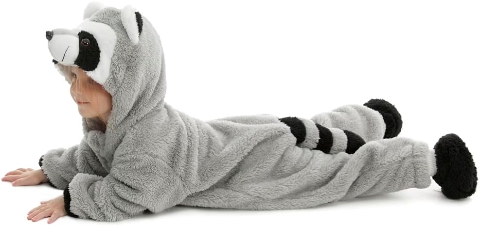 Baby Raccoon Costume Newborn, Infant and Toddler Boys Girls 0-4T | 90% Upgraded Flannel Fleece/ 10% Spandex