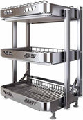 Foldable Dish Rack,Stainless Steel Drain Rack,9.83 * 16.54 * 24IN
