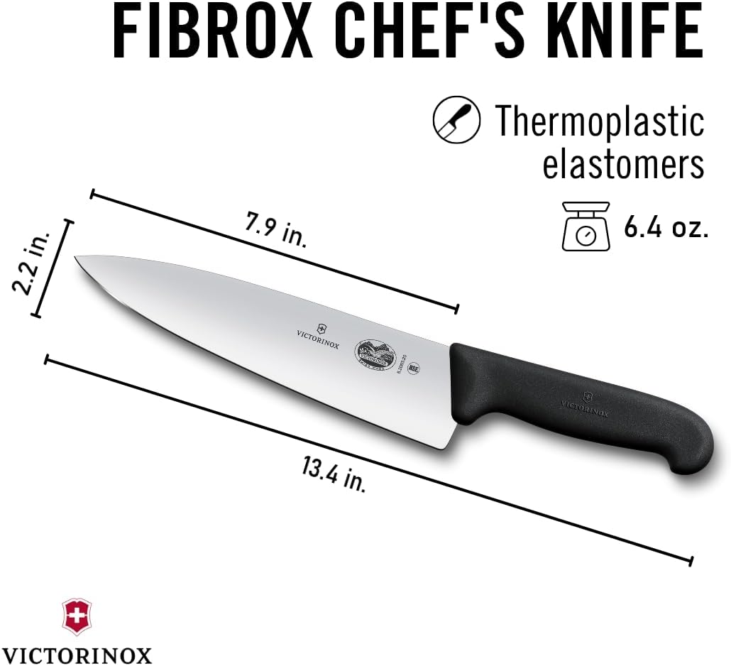 Fibrox Pro 8 Inch Chef’s Knife, Dishwasher Safe, Black