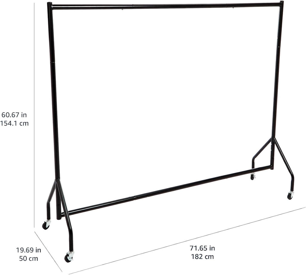 Heavy Duty Portable Rolling Garment Rack, Hanging Clothes Organizer Rail for Display and Storage, Easy to Assemble