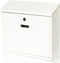 Wall Mount Locking Mailbox, White Modern Mail Box for Outside, Galvanized Steel Large Capacity 14" Mailbox for House