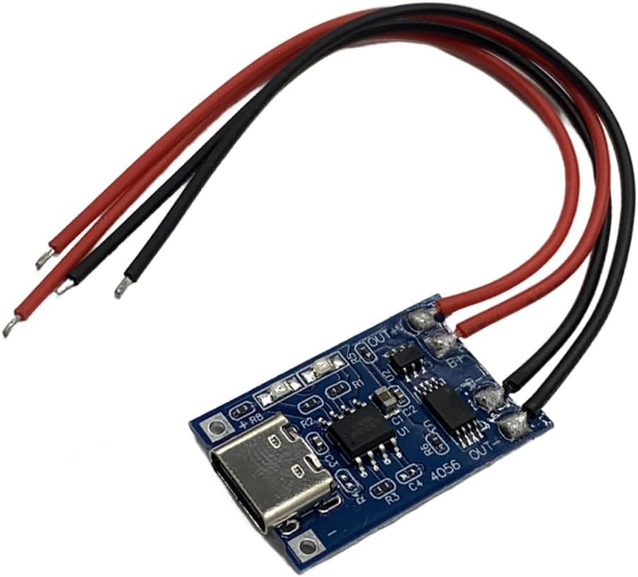 TP4056 Type-C USB Lithium Battery Charger Module with Wire, 5V 1A Protection Board with Dual Protection, 18650 Battery Charging Board with Solderless Wire (3)