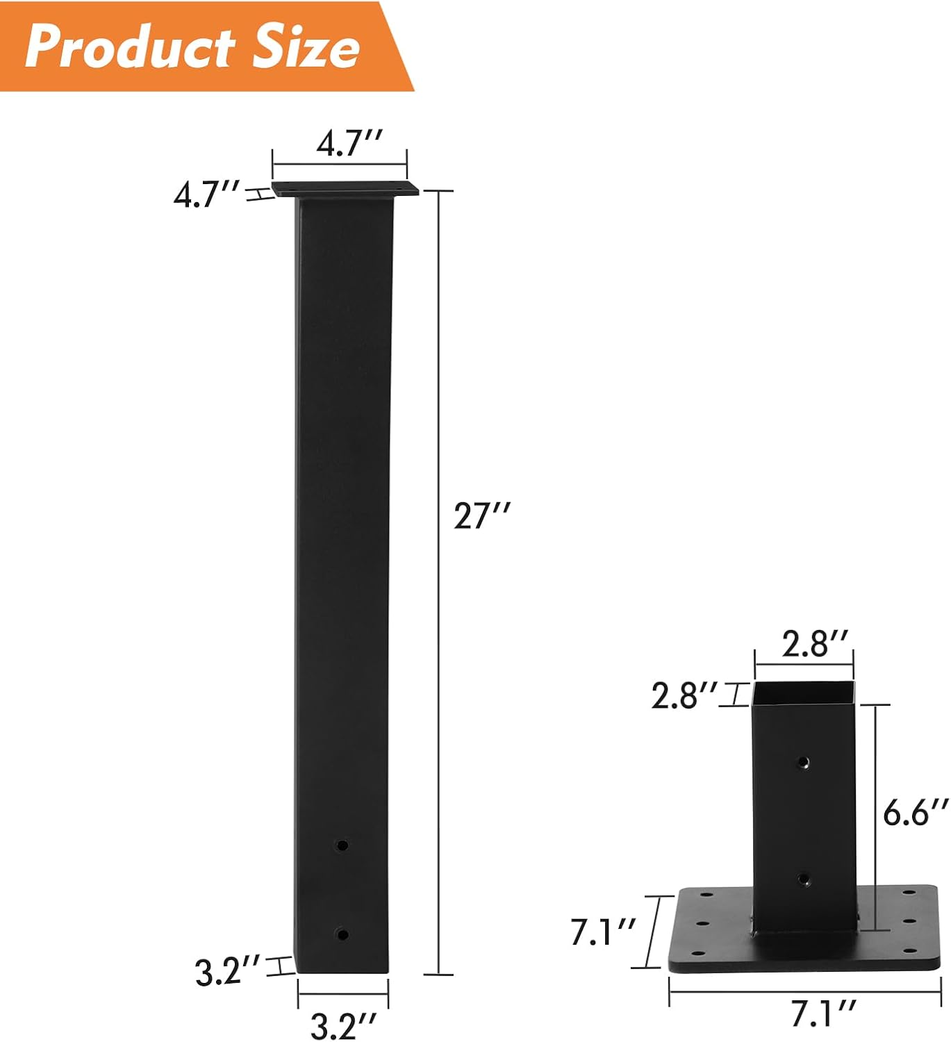 Mailbox Post with Post Base, 27 inch, Heavy Duty Q235 Steel Mailbox Posts for Outside, High Mounting Post for Street