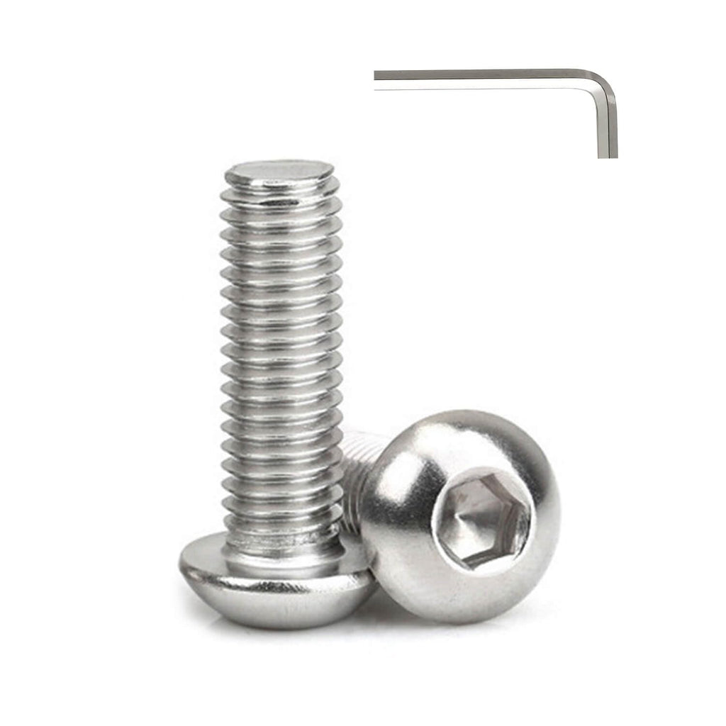 #10-24 x 2 (30 Pcs) Button Head Hex Socket Cap Screws Bolts, 304 Stainless Steel 18-8, Hex Drive, Bright Finish, Fully Machine Thread