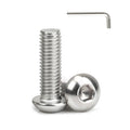 3/8-16 x 5/8'' (10 Pack) Button Head Hex Socket Cap Screws Bolts, 304 Stainless Steel 18-8, Hex Drive, Bright Finish, Fully Machine Thread