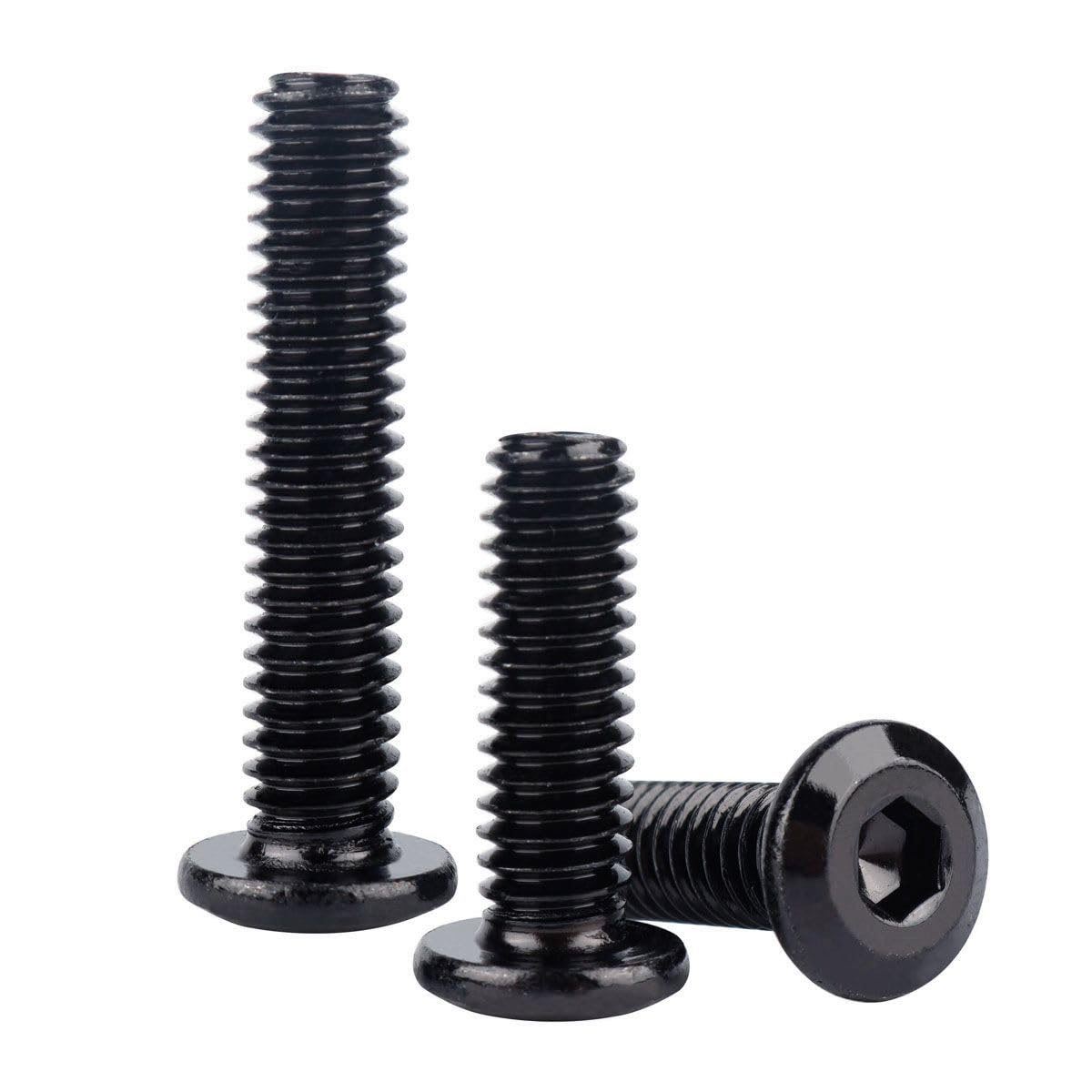 Black 1/4-20 x 1 Flat Head Socket Head Screw Furniture Bolts Countersunk Connector Screws, Stainless Steel 18-8 (304), Fully Threaded, 20 PCS