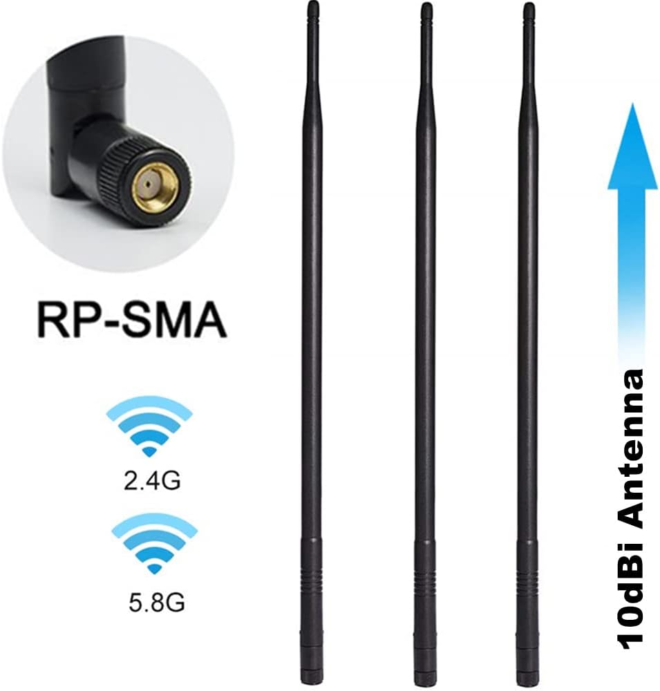 10dBi 2.4GHz 5GHz WiFi Booster Omni Directional Antenna RP-SMA for Wireless Router Network Devices PC Security