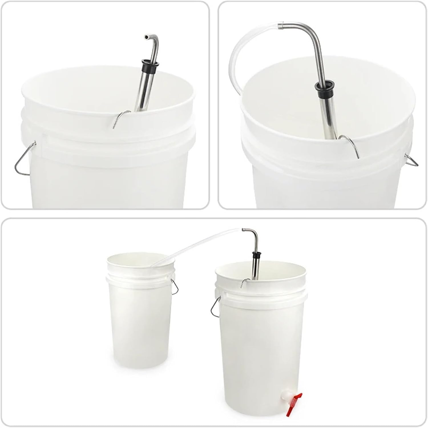 Compatible With Universal Stainless Steel Auto Siphon Racking Cane, Homebrew Beer & Wine Transfer Syphon Tube With 1