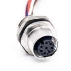 M12 Female 8Pin Connector, Straight Shielded Aviation Socket, 0.2M Wiring, Waterproof Sensor Receptacle, Industrial Equipment, for Electrical Professionals