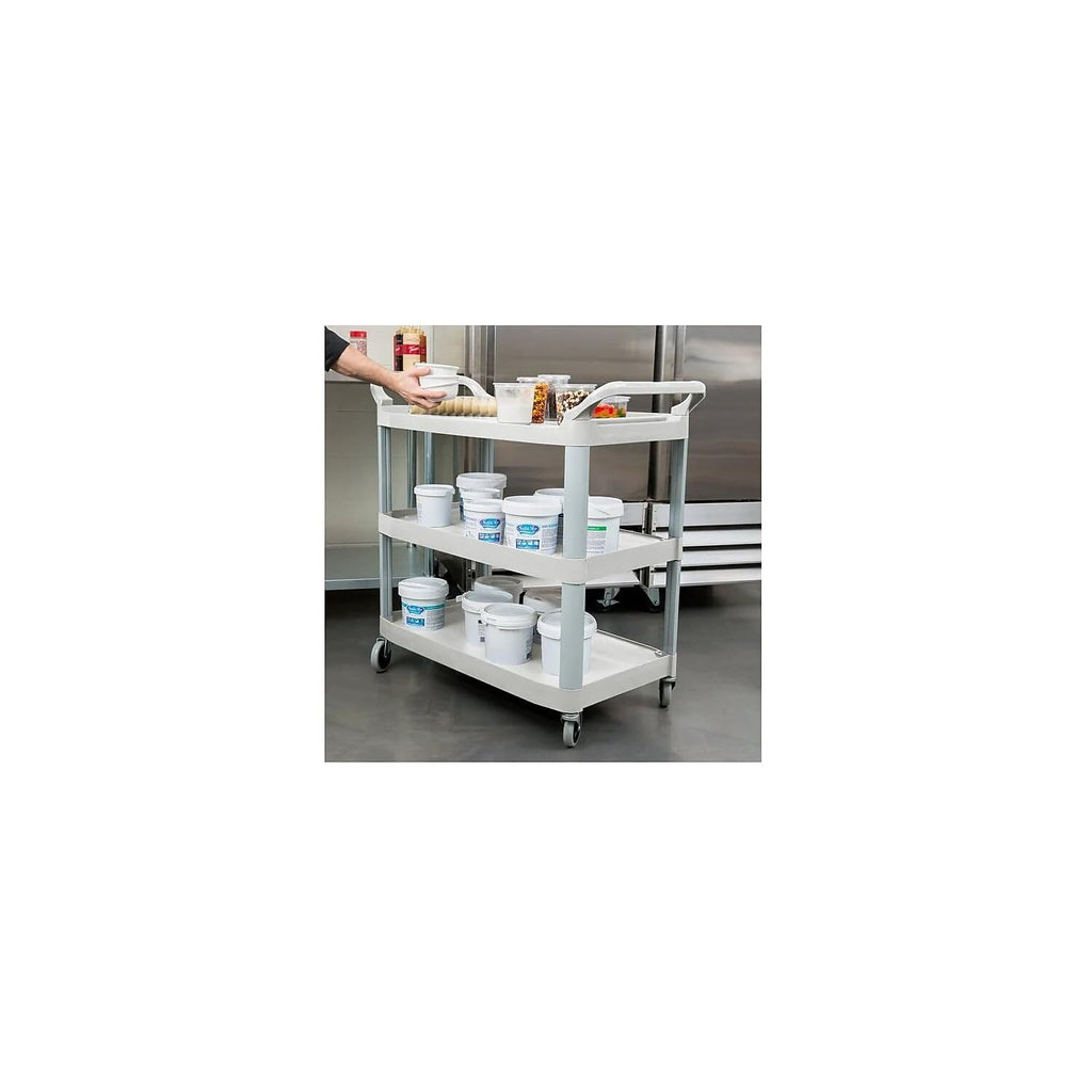 3-Shelf Service Push Cart, 300lb, White