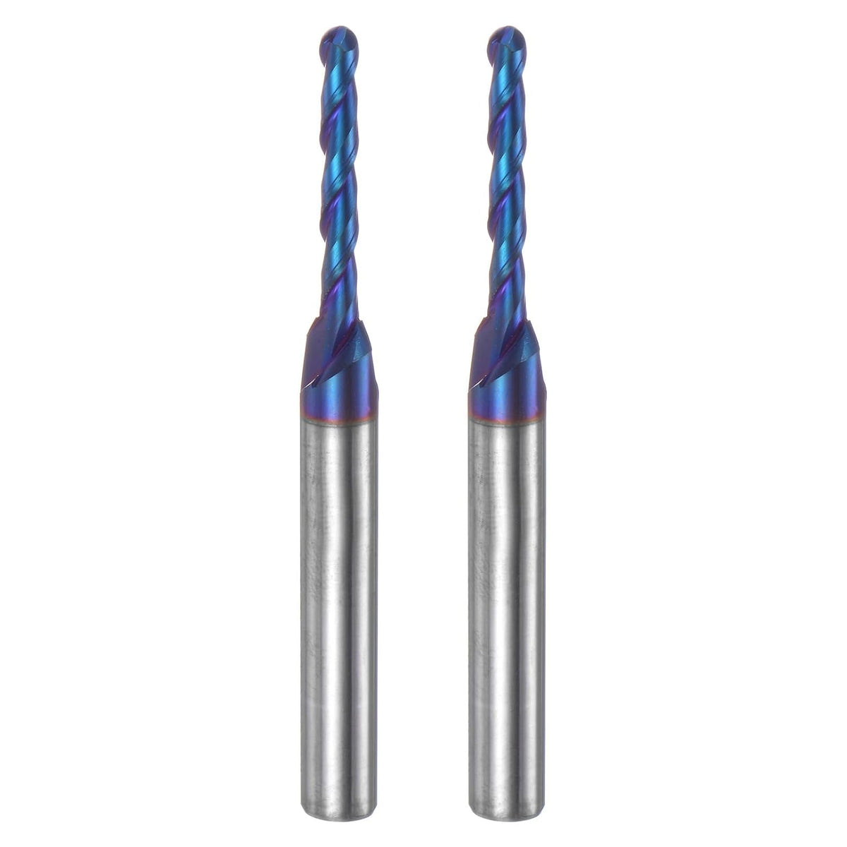 uxcell 2pcs Ball Nose End Mill CNC Router Bit, 1/16" Radius 1/4" Shank Solid Carbide Nano Coated Upcut Spiral 2 Flutes Cutter Milling Tool, 1/8" Dia 2-1/2" Total Length