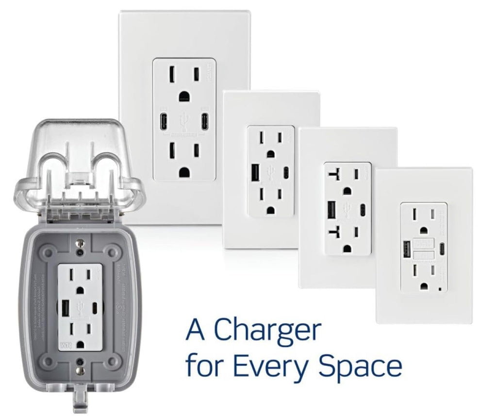 Leviton T5832-B Type-A USB in-Wall Charger with 20A Tamper-Resistant Outlet, USB Charger for Smartphones, Black