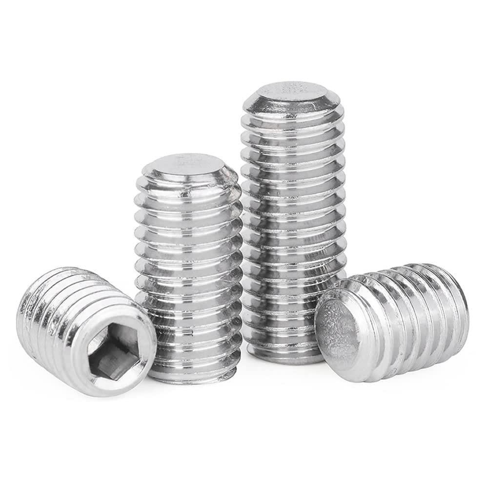 Junter 30pcs M6-0.75 x 10mm Fine Thread Flat Point Grub Socket Set Screws