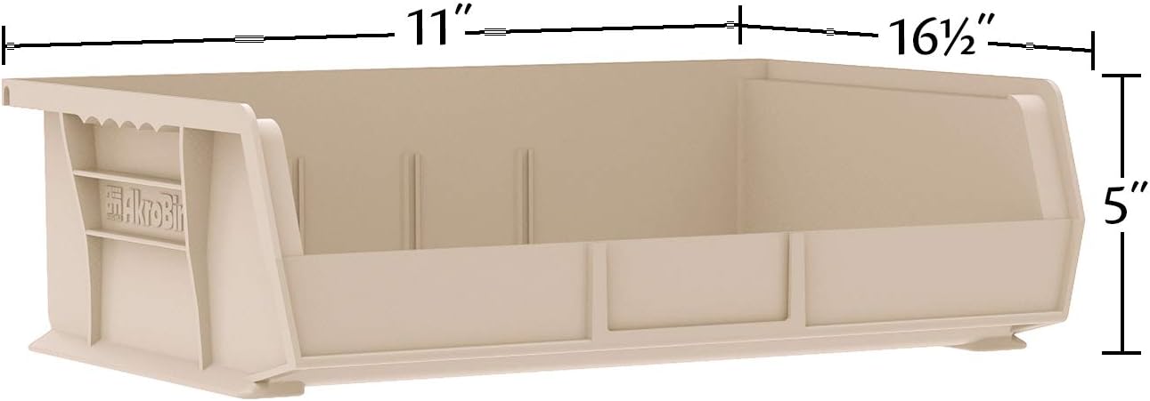 30255 AkroBins Plastic Storage Bins, 11"x16"x5", Yellow, 6-Pack | Space-Saving Stackable Bins for Garage, Pantry