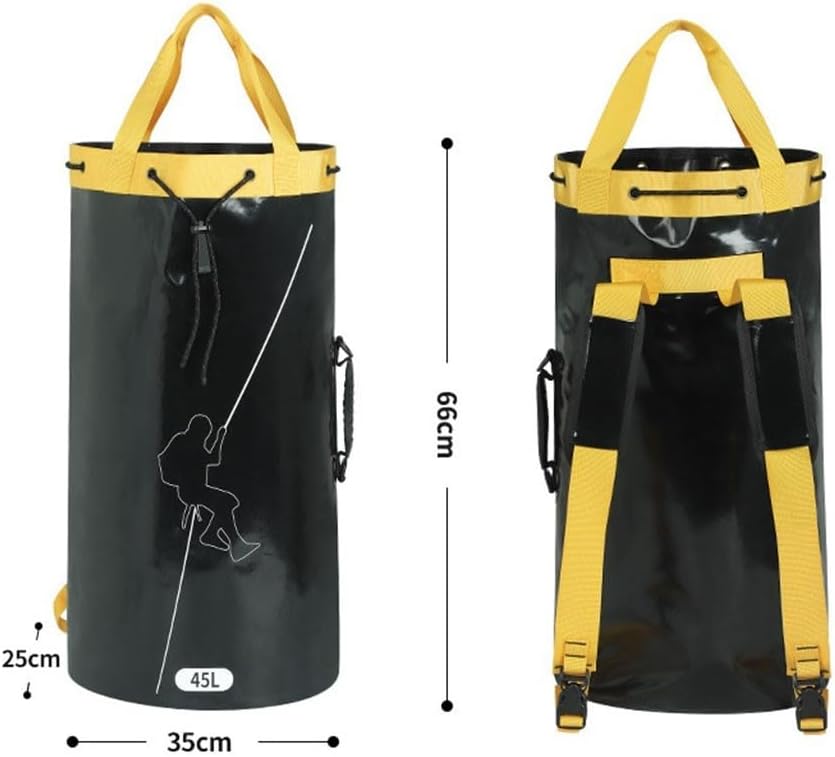Outdoor Rope Bag For Hiking, Climbing, And Aerial Work And Waterproof For All Your Gear Transport Needs(45L Black)
