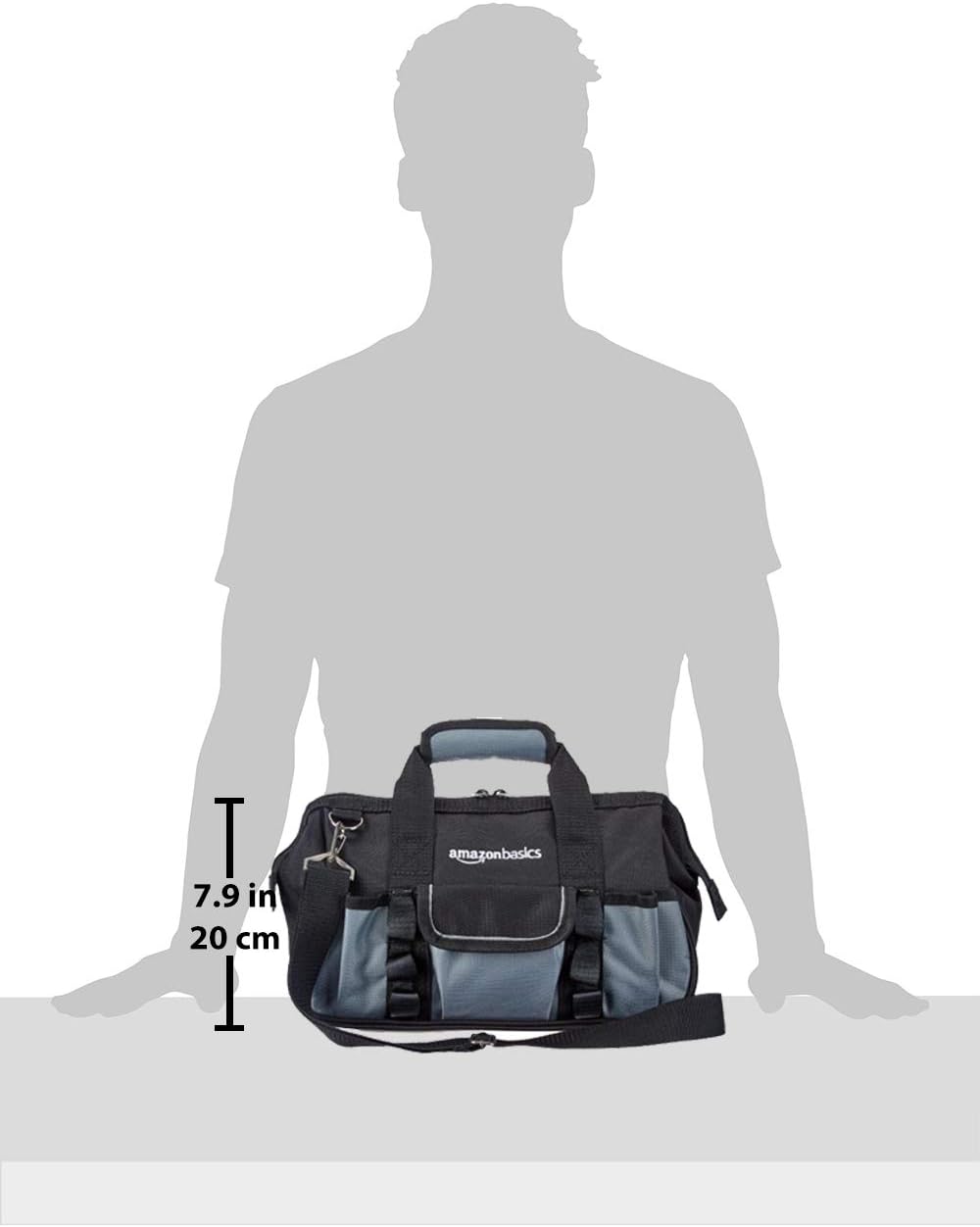 Durable Wear-Resistant Tool Storage Bag with Adjustable Shoulder Strap, Portable Tool Organizer, 16 Pockets, 12 in