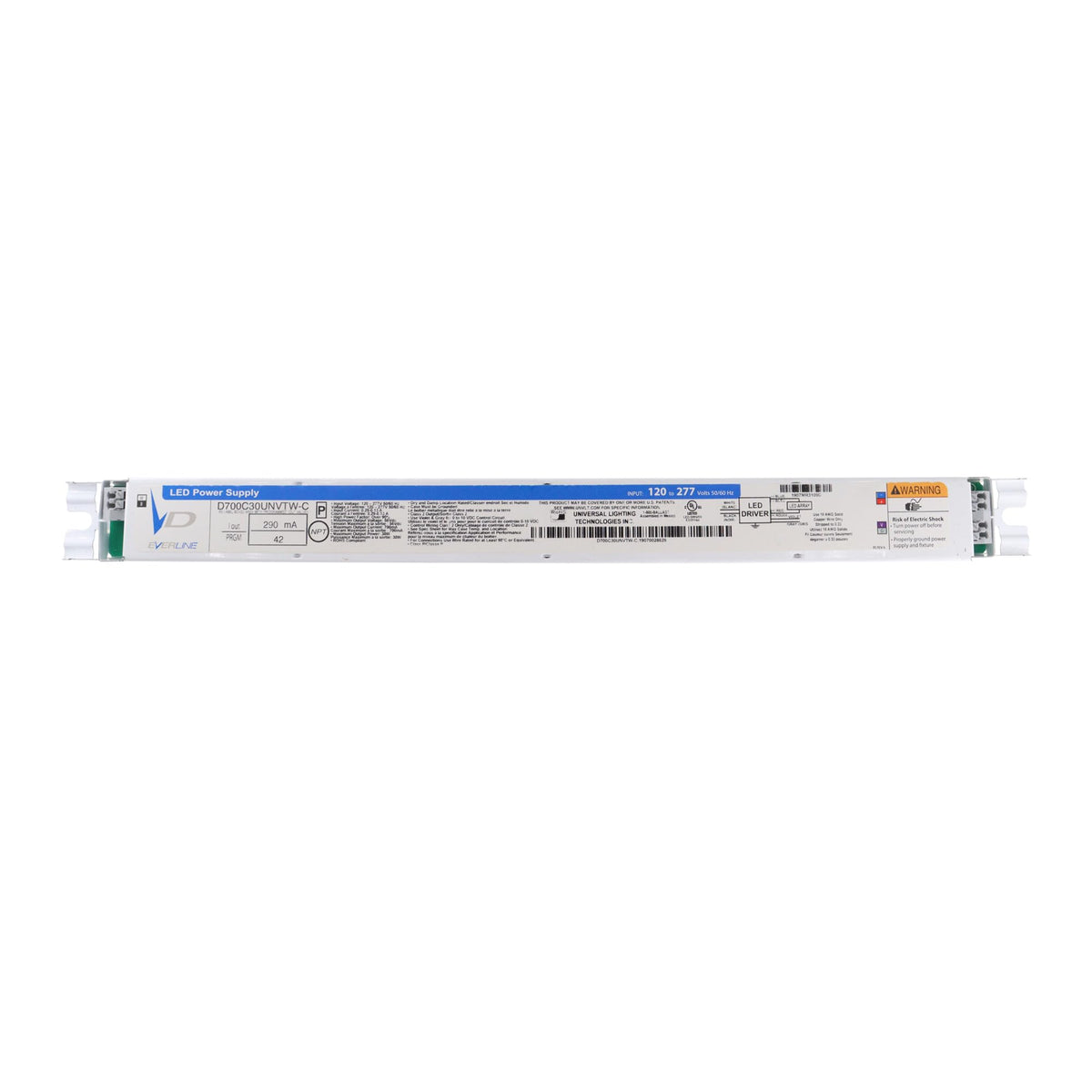 Technologies D700C30UNVTW-C 0-10V Dimmable LED Driver, 56Vdc, 30W, 290mA, 120-277V