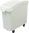 27 Gallon Shelf Ingredient Bin (430 Cups) White with Clear Sliding Lid Casters & Measuring Scoop- Plastic Kitchen