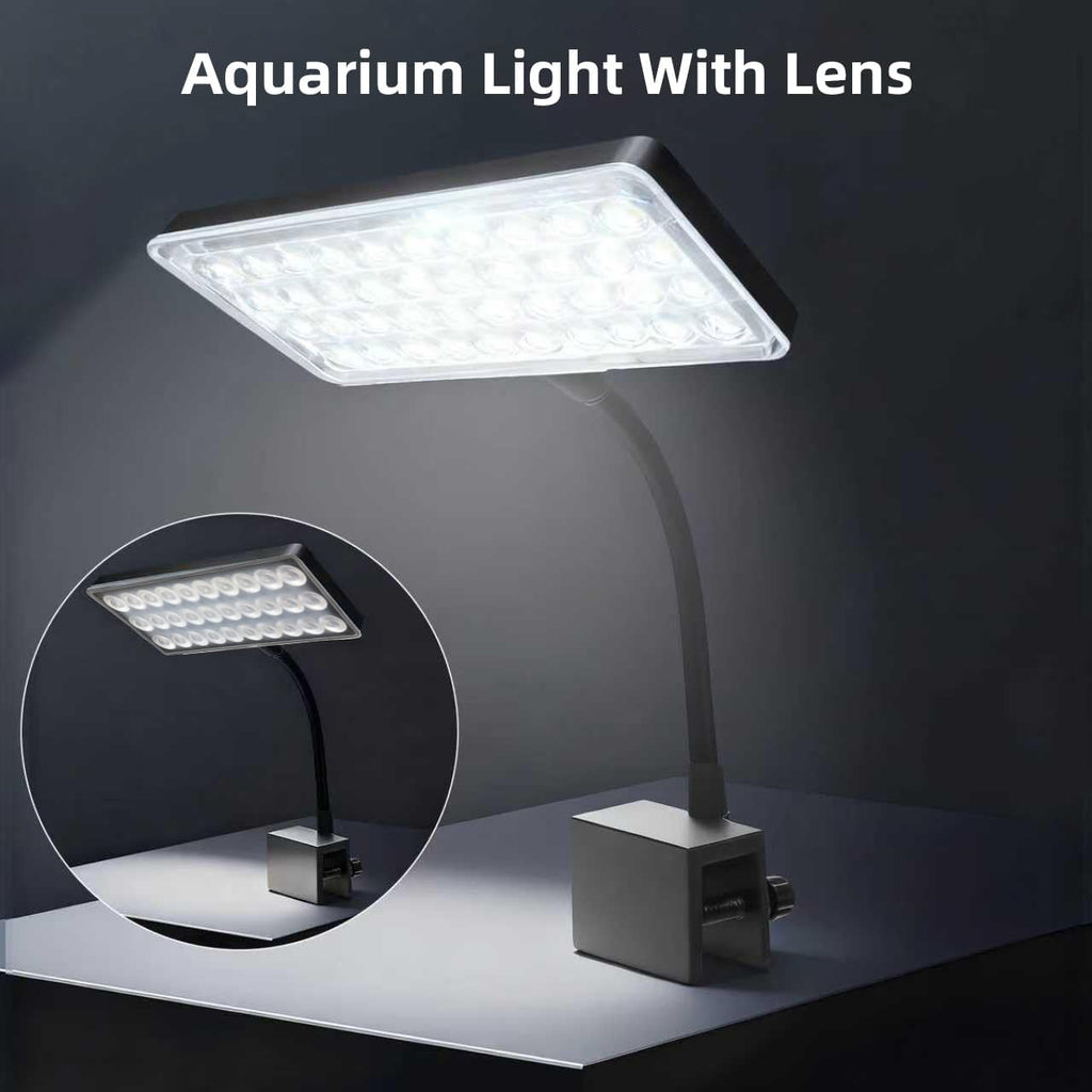 Full Spectrum 10W Fish Tank Light Enhanced Edition LED Aquarium Light with Lens, 3 Adjustable Modes(Suitable for 7-16