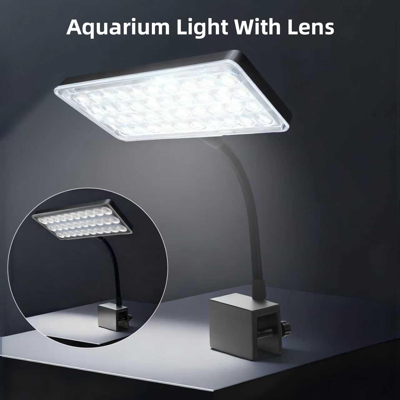 Full Spectrum 10W Fish Tank Light Enhanced Edition LED Aquarium Light with Lens, 3 Adjustable Modes(Suitable for 7-16