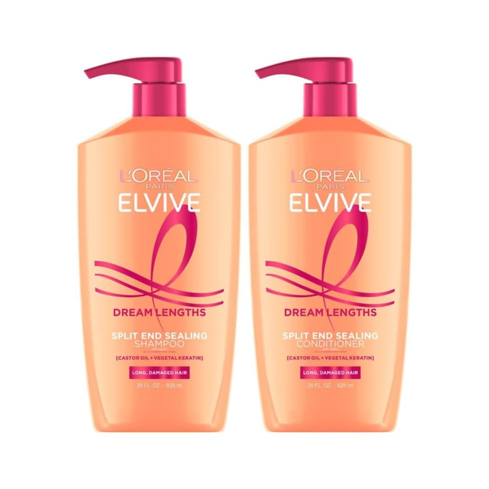 Elvive Dream Lengths Shampoo and Conditioner Set, Seals Split Ends, Hydrating & Strengthening Hair Repair, Fine