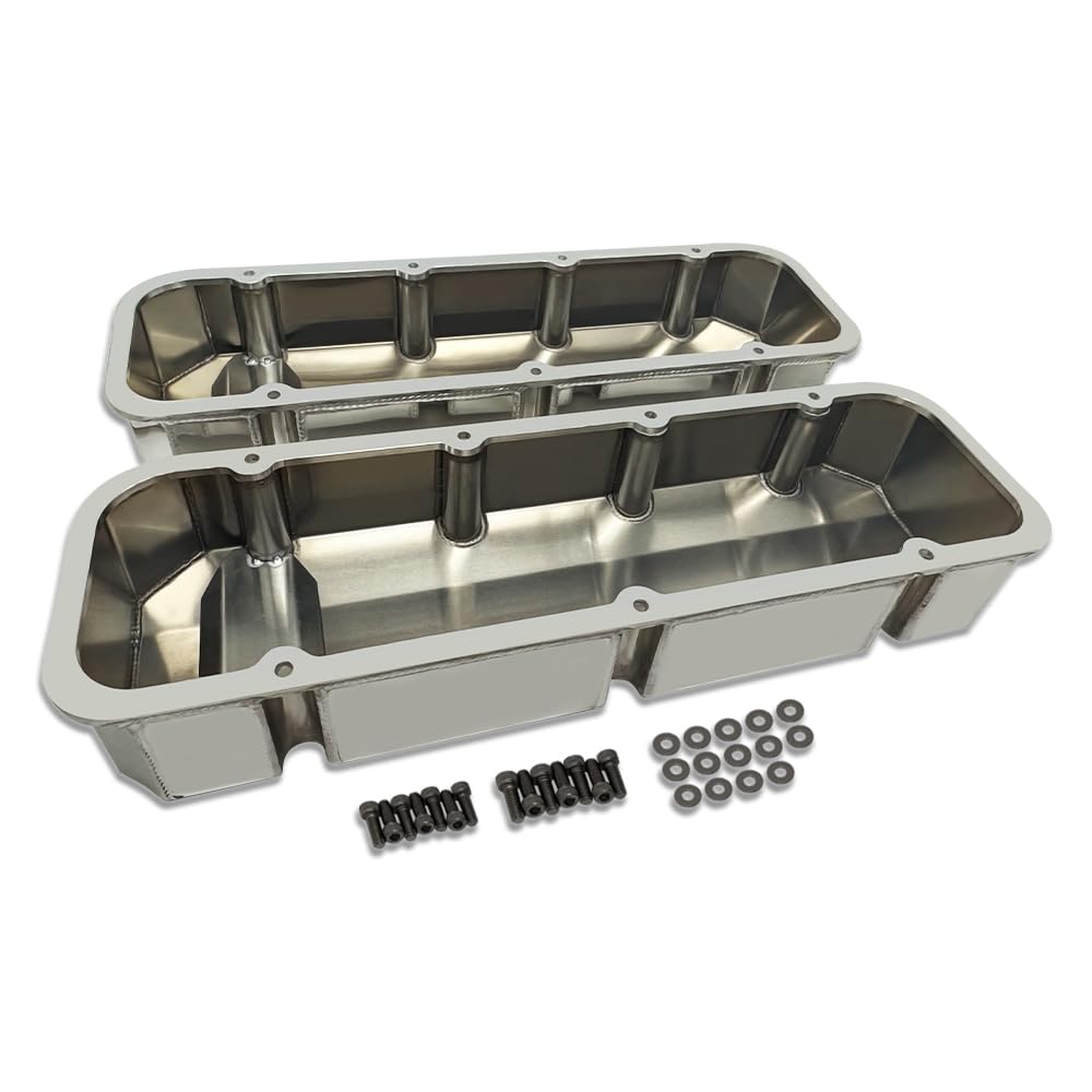 Aflle Racing Polished Aluminum Tall Valve Covers w/Hole Fit Chevy BBC