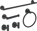 5-Piece Bathroom Hardware Set, Black SUS304 Stainless Steel Bathroom Accessories Kit, Includes 24" Towel Bar, Toilet