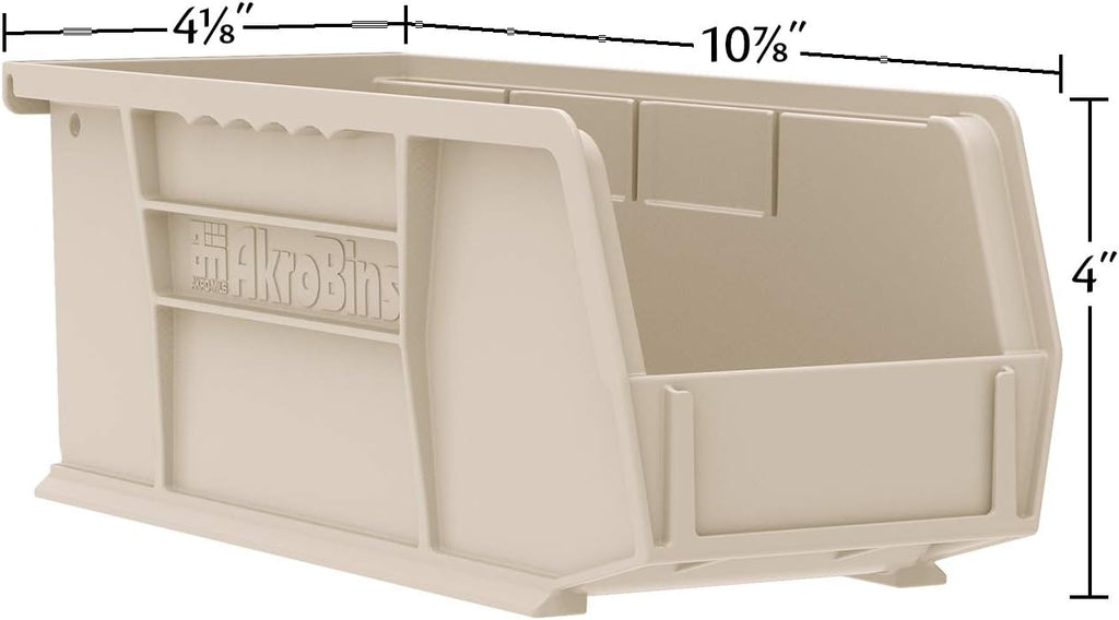 30224 AkroBins Plastic Storage Bins, 11"x 4"x 4", Red, 12-Pack | Space-Saving Stackable Bins for Garage, Pantry